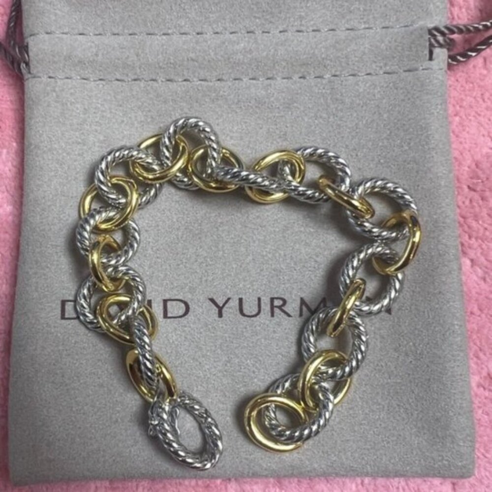 David Yurman Silver and Gold Bracelet 19cm